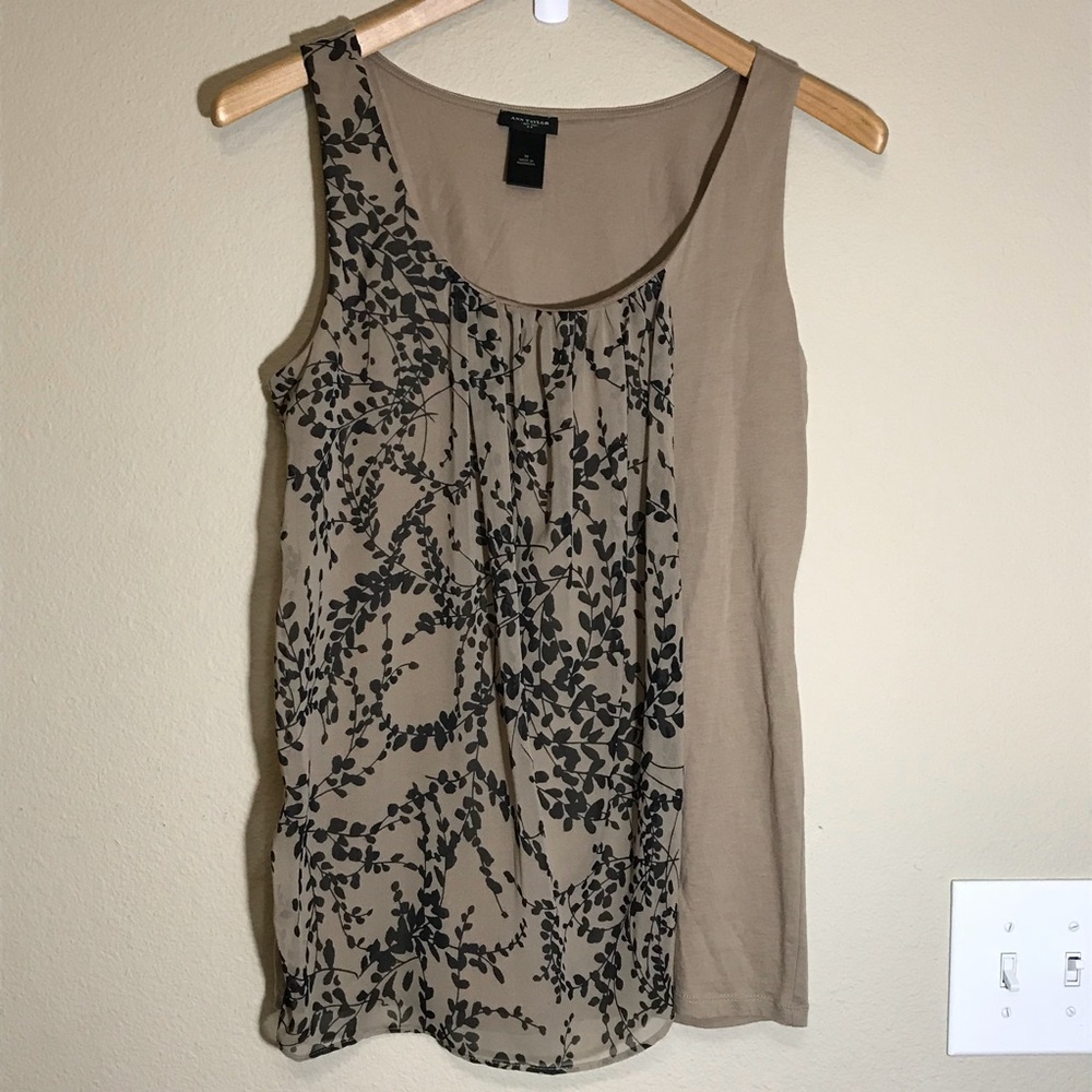 Brown Black Floral Layered Tank Top Blouse